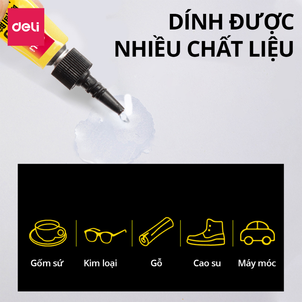 Set 3 Tuýp Keo 502 Siêu Dính Cực Mạnh Deli Keo Dán Nhựa, Gỗ, Sắt - Keo Đa Năng Chuyên Dụng Tiện Lợi Đồ Dùng Gia Đình