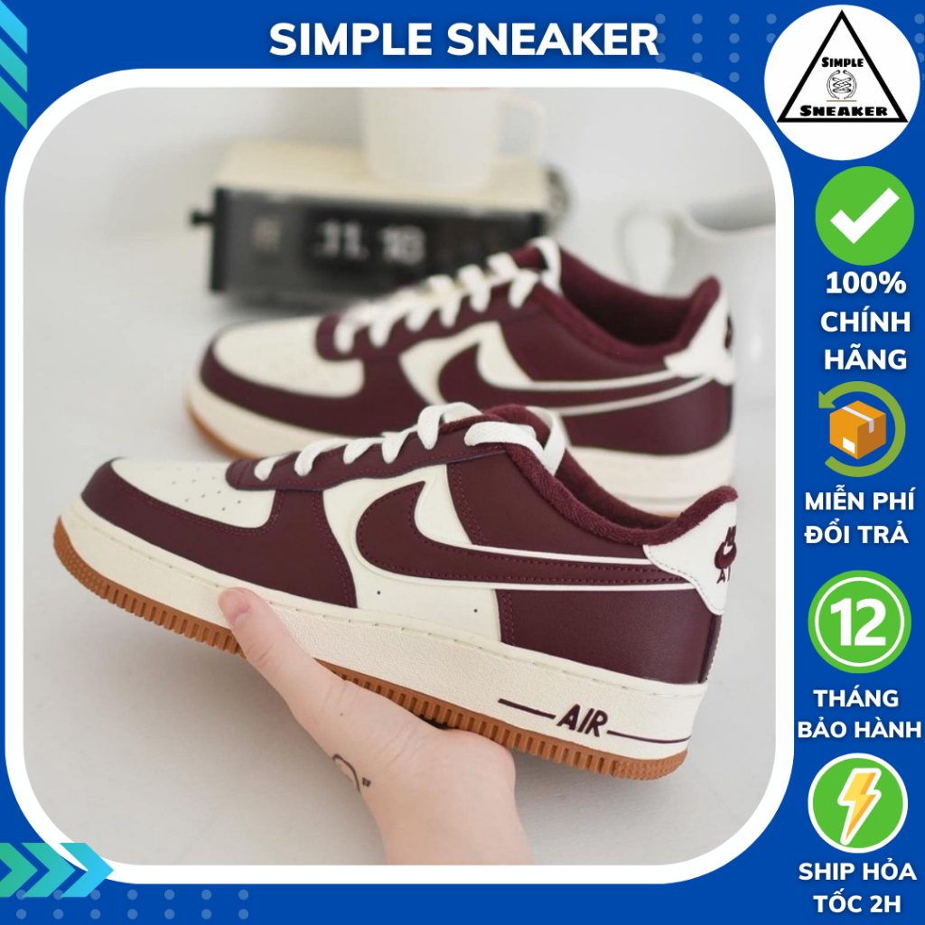 Giày Nike Air Force 1 Team Red Chính Hãng 💙Simple Sneaker💙 Af1 Low Team  Red Gum Màu Đỏ Đô [Dq5972-100] | Shopee Việt Nam