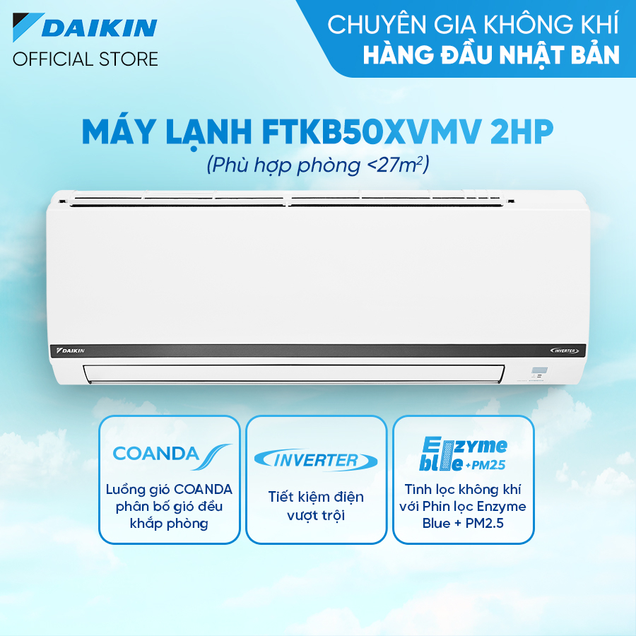 Máy Lạnh Daikin Inverter FTKB50XVMV 2HP (18000BTU) - Tiết kiệm điện Tinh lọc không khí