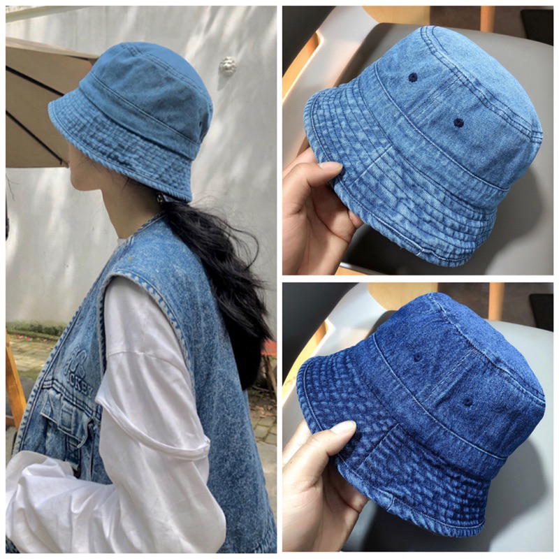 MŨ BUCKET JEAN TRƠN VIỀN VÀNH PHONG CÁCH DENIM NAM NỮ