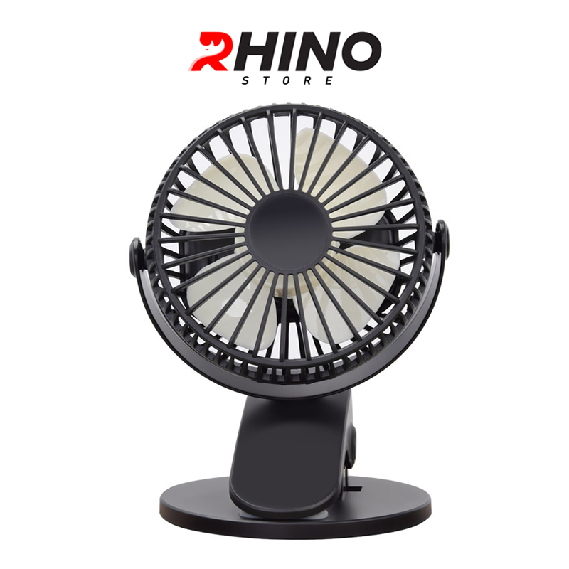 Quạt để bàn văn phòng mini Rhino F201 tích điện 3 mức độ gió
