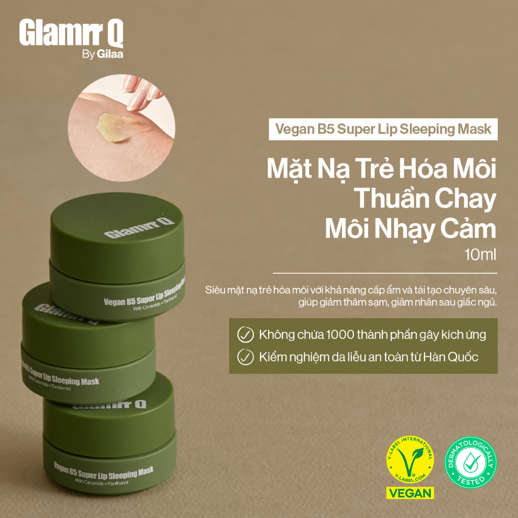 Ảnh Mặt Nạ Ngủ Trẻ Hóa Môi GLAMRR Q Vegan B5 Super Lip Sleeping Mask 10ml 4