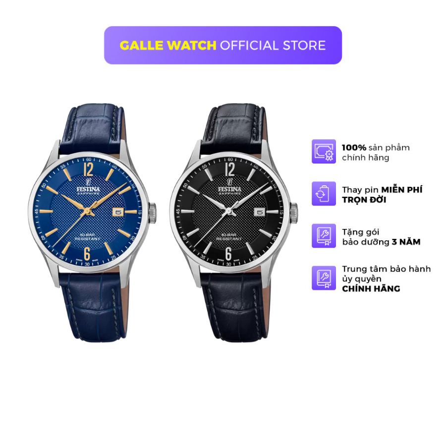 Đồng hồ nam Festina Watch F20007 mặt kính Sapphire, máy pin chống