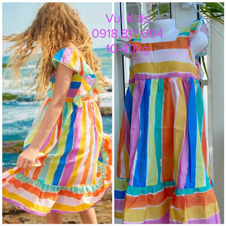 Đầm váy bé gái 12-45kg. Đầm đi biển sắc màu cho bé gái Melisa