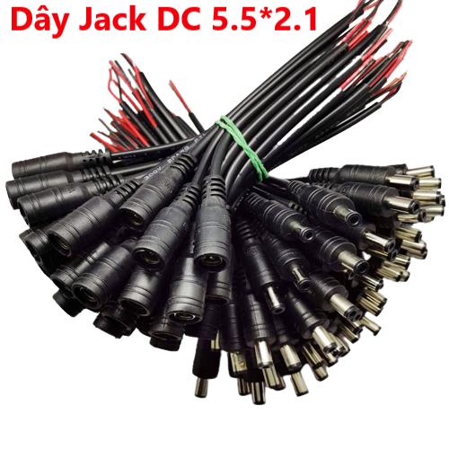 Jack nguồn DC Đực, Cái 5.5*2.1mm có dây dùng cho camera - Lõi dây đồng nguyên chất hàng xịn màu đen
