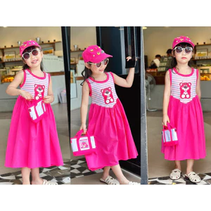 Trang phục Tết, du lịch, biển cho bé. Đầm gấu dâu Lotso dáng xòe, cotton 4C cho bé đi chơi/ Tết/ Noel 12-45kg Midkids