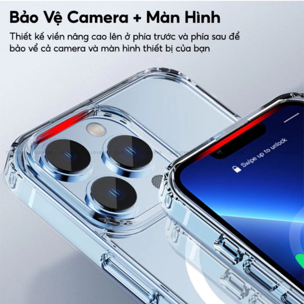 Ốp lưng iphone trong suốt chống sốc - Hỗ trợ sạc không dây cho 11 pro max 12 promax 13 14 15 Plus 16