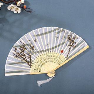 Quạt vải nan tre , quạt cầm tay, quạt cổ trang Trung Quốc, phong cách cá tính