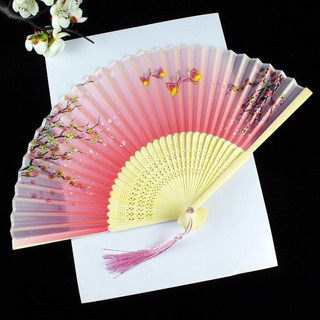 Quạt vải nan tre , quạt cầm tay, quạt cổ trang Trung Quốc, phong cách cá tính