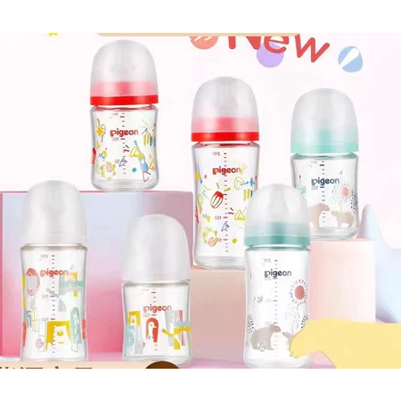 Bình Sữa Thủy Tinh Pigeon Cổ Rộng Cao Cấp 80ml/160ml/240ml