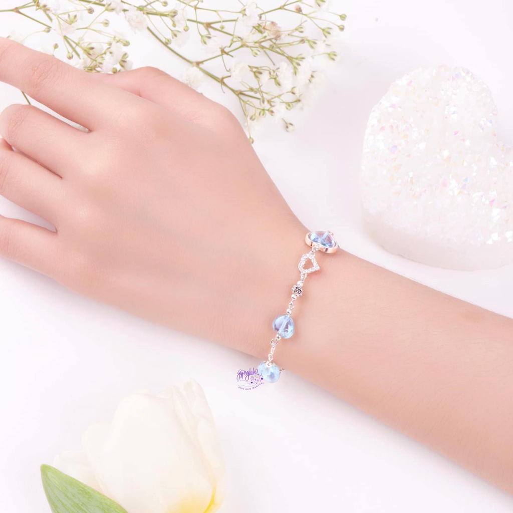 Ảnh Lắc Tay Trái Tim Đá Topaz Thiên Nhiên SP005765 Gypsy.lala 2