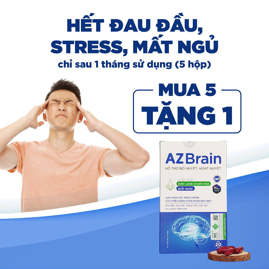 AZBR-Viên uống bổ não AZBrain GrowGreenAz cải thiện trí nhớ, tăng tuần hoàn máu não, hoạt huyết, giảm đau đầu