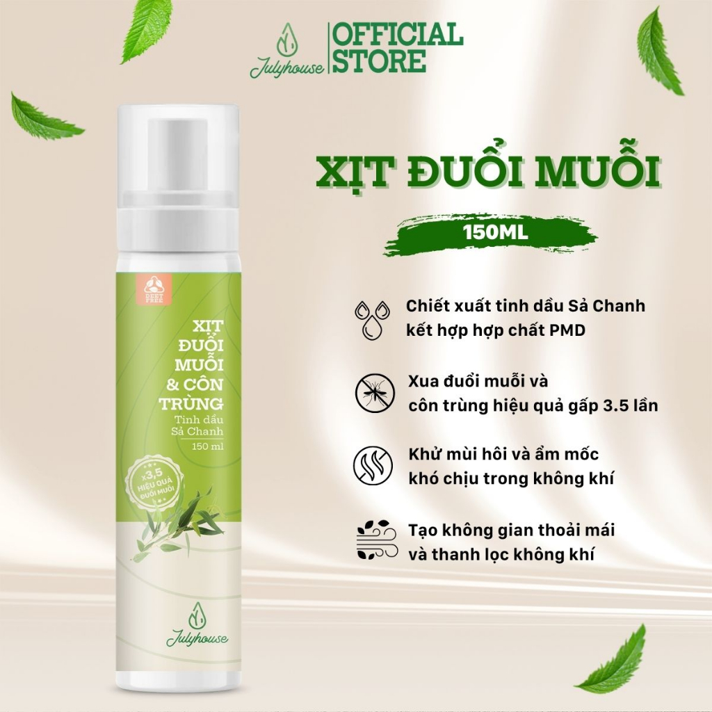 Ảnh Xịt phòng Julyhouse 20ml/150ml tinh dầu sả chanh thơm mát như Spa công thức cải tiến mới 2