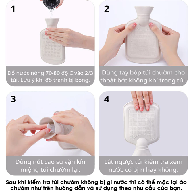 Túi chườm nóng đau bụng kinh cao su loại lớn 2000ml chườm nóng chườm lạnh, giảm đau, điều hòa khí huyết – 6