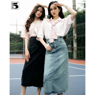 Áo Sơ Mi Kẻ Tay Lỡ Phối Khăn Họa Tiết Thiết Kế Basic Trẻ Trung Năng Động Twentyfive Fashion - 4682M