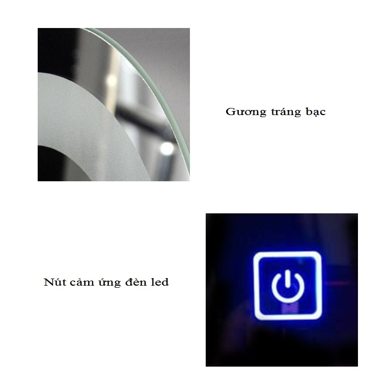 Gương trang điểm đèn led cảm ứng 3 màu NHU Y DECOR treo bàn trang điểm, bồn rữa tay, treo nhà tắm nút cảm ứng cực nhạy