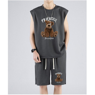 Set Bộ Quần Áo Thể Thao Ba Lỗ Gấu ADRE FRENDLY Tank Top Bóng Rổ Cá Tính, Fom Rộng Dáng Nam Nữ Chất Liệu Cotton Mềm Mịn