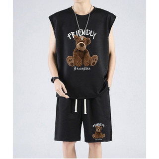 Set Bộ Quần Áo Thể Thao Ba Lỗ Gấu ADRE FRENDLY Tank Top Bóng Rổ Cá Tính, Fom Rộng Dáng Nam Nữ Chất Liệu Cotton Mềm Mịn