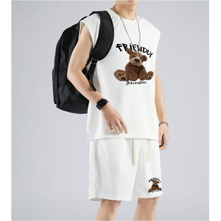 Set Bộ Quần Áo Thể Thao Ba Lỗ Gấu ADRE FRENDLY Tank Top Bóng Rổ Cá Tính, Fom Rộng Dáng Nam Nữ Chất Liệu Cotton Mềm Mịn