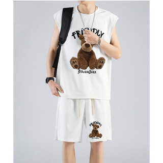 Set Bộ Quần Áo Thể Thao Ba Lỗ Gấu ADRE FRENDLY Tank Top Bóng Rổ Cá Tính, Fom Rộng Dáng Nam Nữ Chất Liệu Cotton Mềm Mịn
