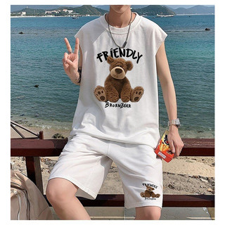 Set Bộ Quần Áo Thể Thao Ba Lỗ Gấu ADRE FRENDLY Tank Top Bóng Rổ Cá Tính, Fom Rộng Dáng Nam Nữ Chất Liệu Cotton Mềm Mịn