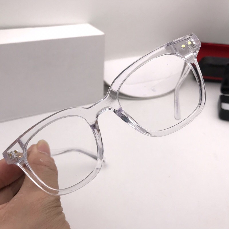 Kính cận thời trang nam nữ chữ V cao cấp mắt kính không độ chống ánh sáng xanh phong cách Hàn Quốc HANASO 046