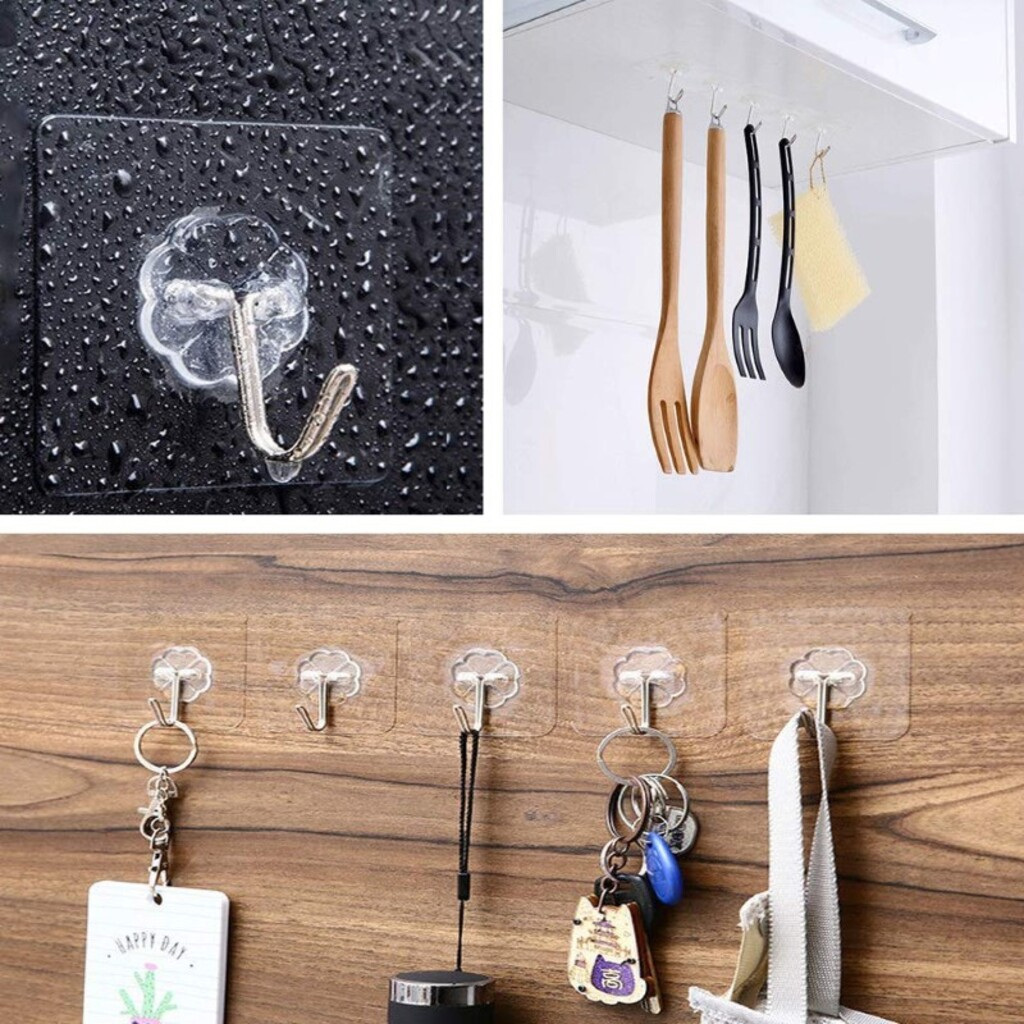 Combo 10 móc Nhựa Dán Tường Đa Năng Chắc Chắn, Móc Dán Tường Treo Đồ  Chịu Lực Tốt