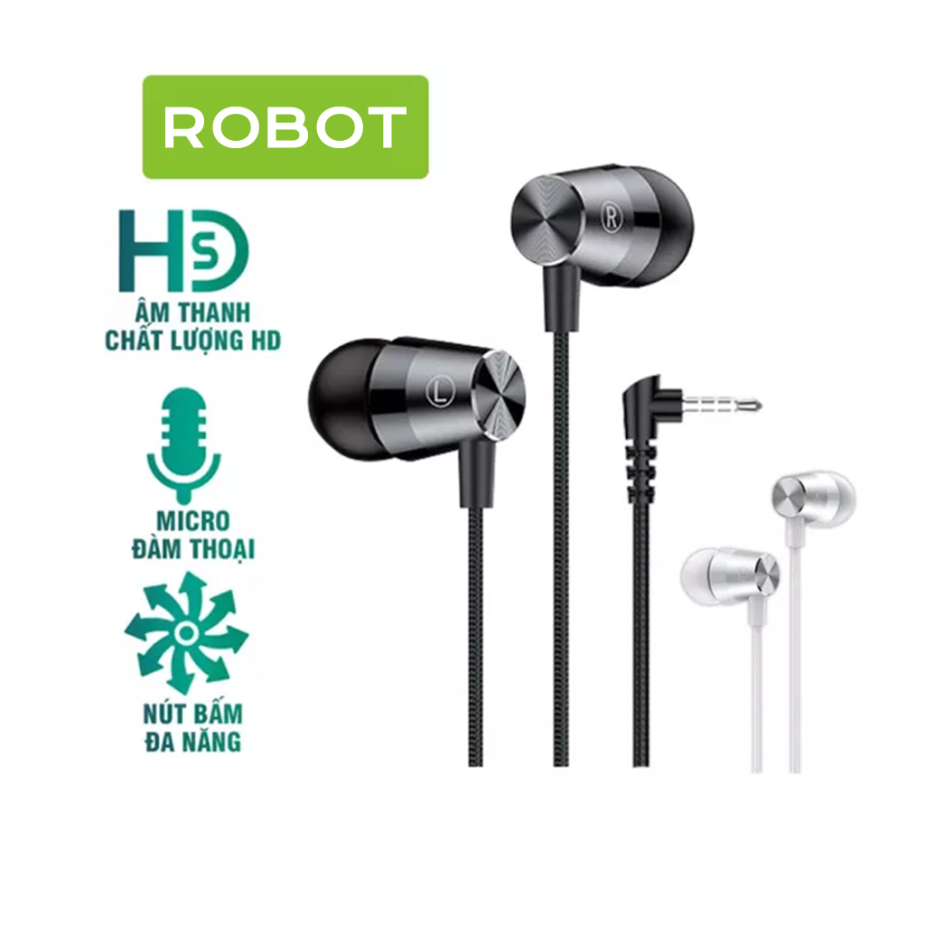 Ảnh Tai Nghe Có Dây ROBOT RE101S Nghe Nhạc Đàm Thoại Cổng Kết Nối 3.5mm - Dây Chống Rối 3