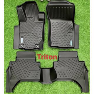 Thảm lót sàn NHỰA 5D TRÀN VIỀN xe Mitsubishi Triton 2015-2023-2024-2025 Thảm NHỰA TPE 5D đúc nguyên khối theo xe -2 hàng