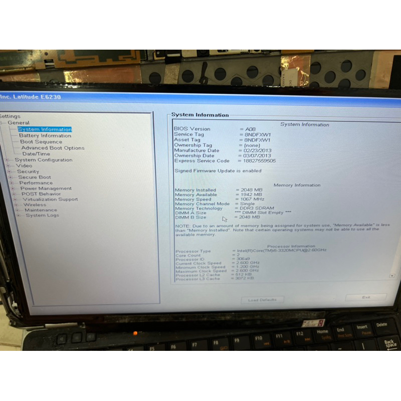 Dalle écran LCD LED pour Dell LATITUDE E6230 12.5