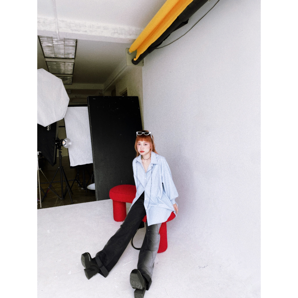 Blue Pastel Shirt - Áo sơ mi oversize màu pastel Remmus dành cho nữ