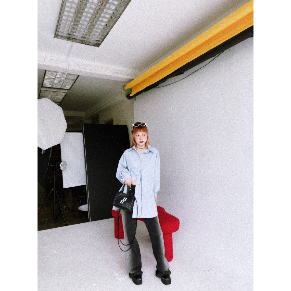 Blue Pastel Shirt - Áo sơ mi oversize màu pastel Remmus dành cho nữ