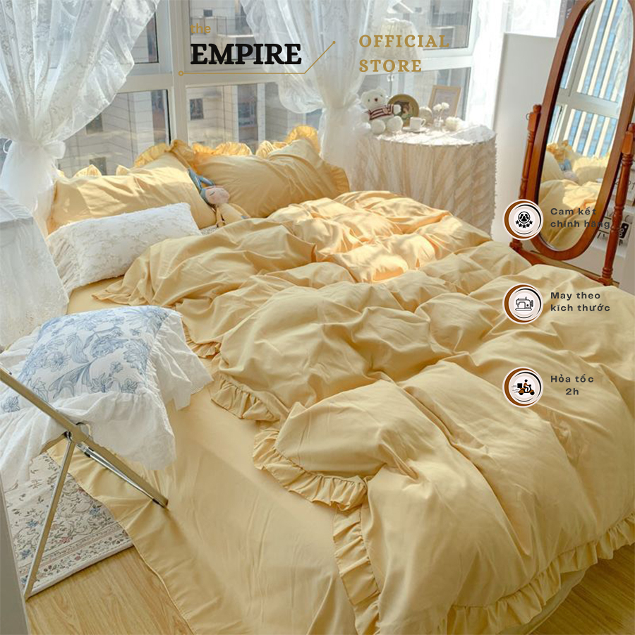 Bộ chăn ga gối nệm 5 món ga cotton mềm mịn EMPIRE set ga bo chun vỏ chăn - Empire Bedding & Decor