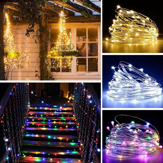 Dây đèn led đom đóm trang trí noel, fairylight, 4 cái 2 mét, phòng ngủ pin nhấp nháy Pinky Shop mã DLED01