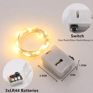 Dây đèn led đom đóm trang trí noel, fairylight, 4 cái 2 mét, phòng ngủ pin nhấp nháy Pinky Shop mã DLED01