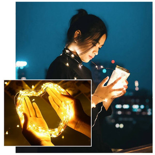 Dây đèn led đom đóm trang trí noel, fairylight, 4 cái 2 mét, phòng ngủ pin nhấp nháy Pinky Shop mã DLED01