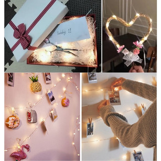 Dây đèn led đom đóm trang trí noel, fairylight, 4 cái 2 mét, phòng ngủ pin nhấp nháy Pinky Shop mã DLED01