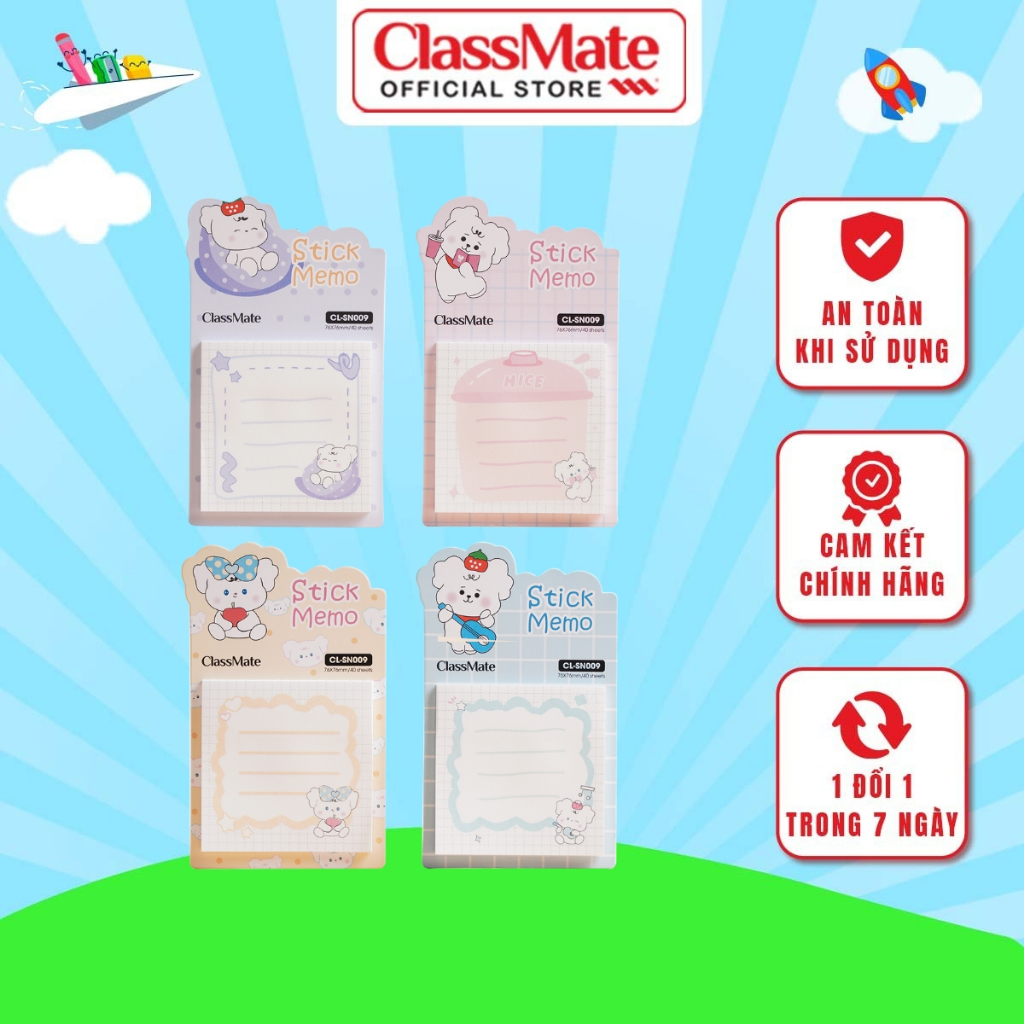 Giấy Note Ghi Chú CLASSMATE Stick Memo Thiết Kế Dễ Thương, Dùng Để Ghi Chú, Trang Trí Sổ Vở Vô Cùng Tiện Lợi CL-SN009