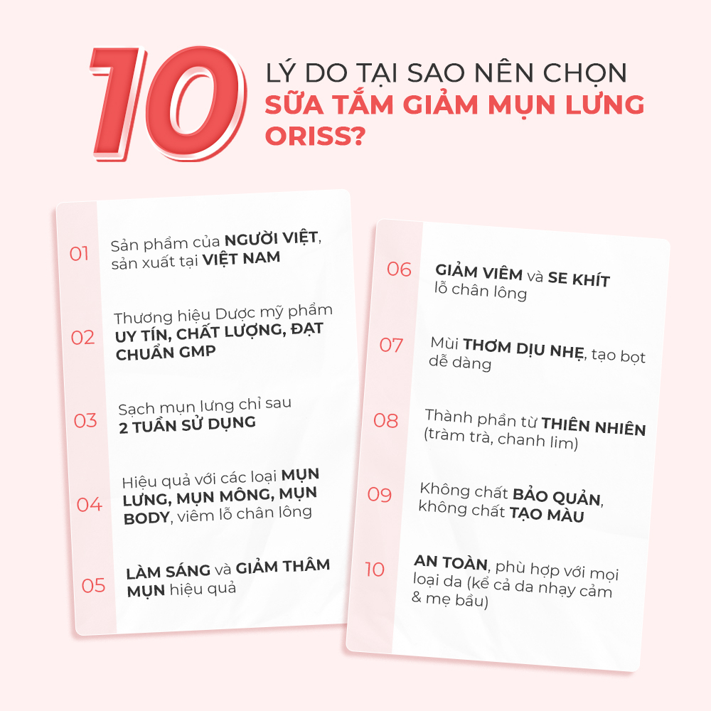 Ảnh Sữa tắm Oriss khỏi mụn lưng giảm thâm mụn, viêm nang lông chai 300ml 4