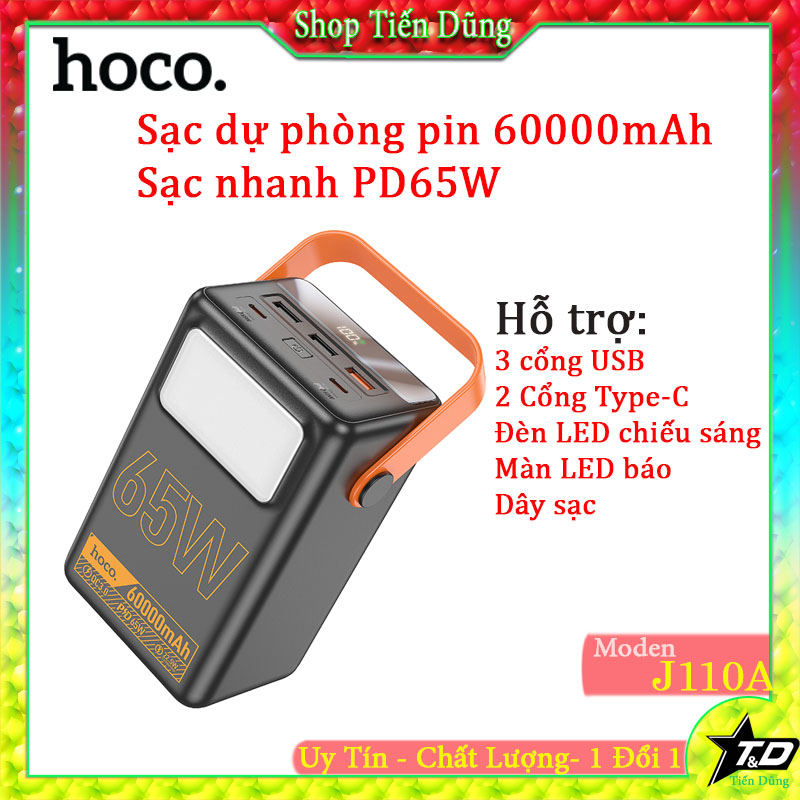 Sạc dự phòng nhanh 65w Hoco J110a pin 60000mAh sạc nhanh QC 22.5 ...