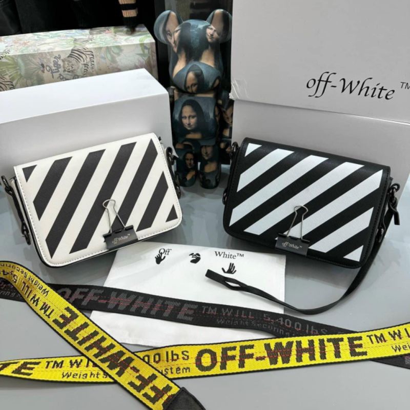 Hàng Cao Cấp!! Túi Off White Flag Bag-Túi Đeo Chéo Off White Họa Tiết Kẻ Sọc Đen Trắng - Bag OW Hàng Loại 1 Full Box