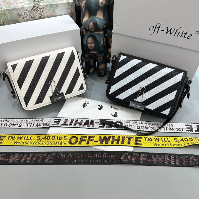 Hàng Cao Cấp!! Túi Off White Flag Bag-Túi Đeo Chéo Off White Họa Tiết Kẻ Sọc Đen Trắng - Bag OW Hàng Loại 1 Full Box