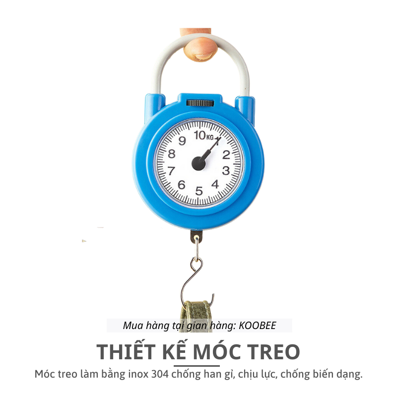 Cân Cầm Tay Mini KOOBEE 10KG Cơ Học Không Dùng Pin – Có Móc Treo, Cân Đi Chợ, Cân Nhà Bếp Tiện Lợi (NB83)