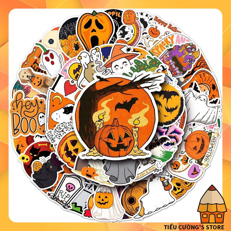 Set 10/20 Hình Dán HALLOWEEN 🎃 Sticker cute trang trí xe, điện thoại ...