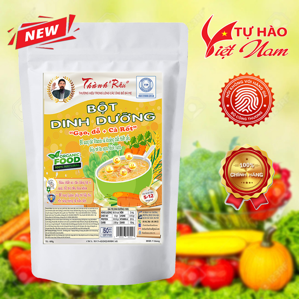 Bột ăn dặm dinh dưỡng Rau Củ + Đậu Hạt (Đậu đỗ + Cà rốt + Rau xanh) cho ...