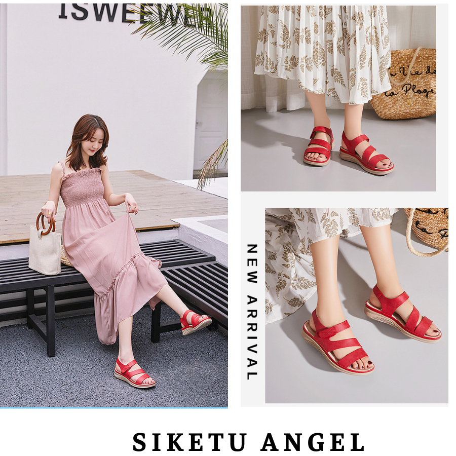 [Mã BMLTA35 giảm đến 35K đơn 99K] Sandal Nữ Siketu Angel chính hãng 4 màu be,xanh ,đỏ,đen size từ 36-40