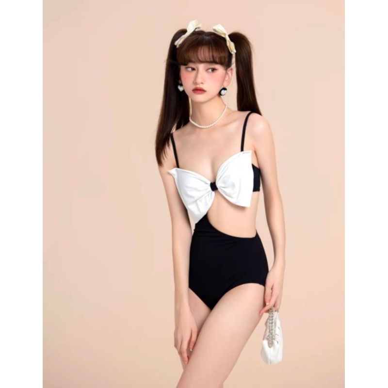 Hàng Quảng Châu Bikini Đồ Bơi Đi Biển Liền Thân Pha Nơ Trắng – Hot Nhất 2023