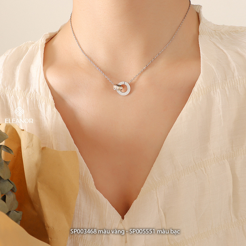 Ảnh Dây chuyền nữ titan Eleanor Accessories đính đá vòng cổ khắc số la mã phụ kiện trang sức 3468 1