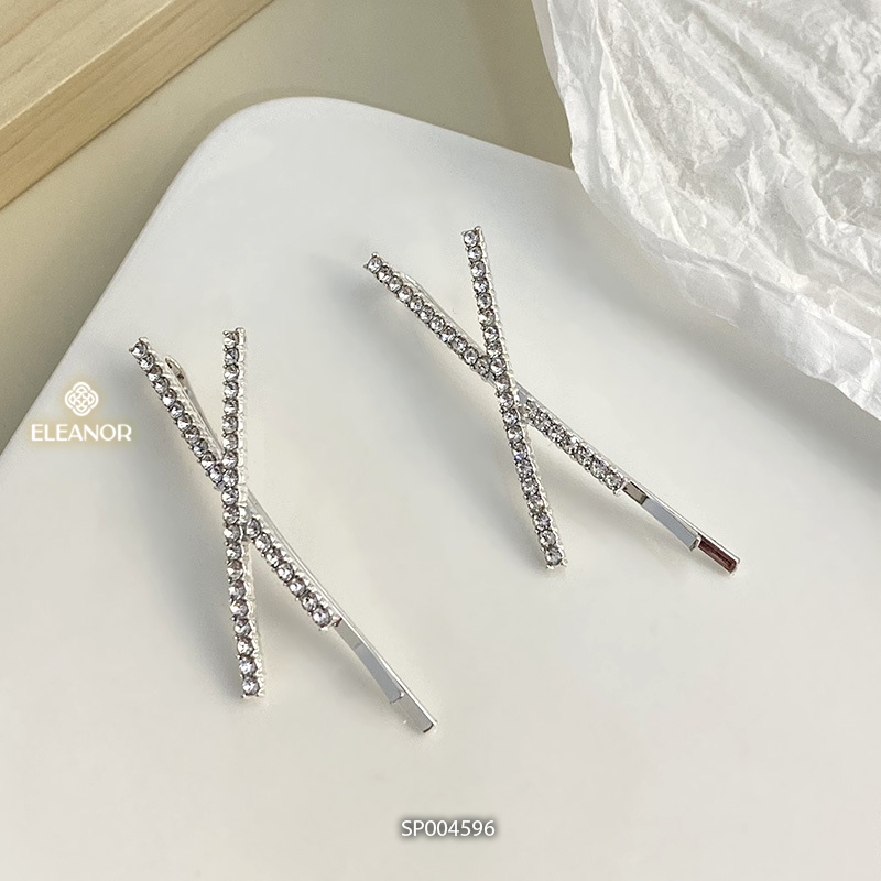 Kẹp tóc nữ Eleanor Accessories hình chữ X đính đá kẹp tóc mái basic phụ kiện tóc 4596
