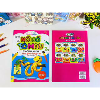 Sách - Combo 6 Cuốn: Nối số & Tô màu thông minh thế giới động vật - Song ngữ Việt Anh - ndbooks